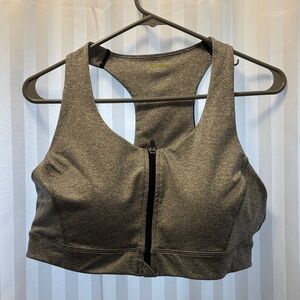 Tek Gear Heather Gray Zip-Front Sports Bra